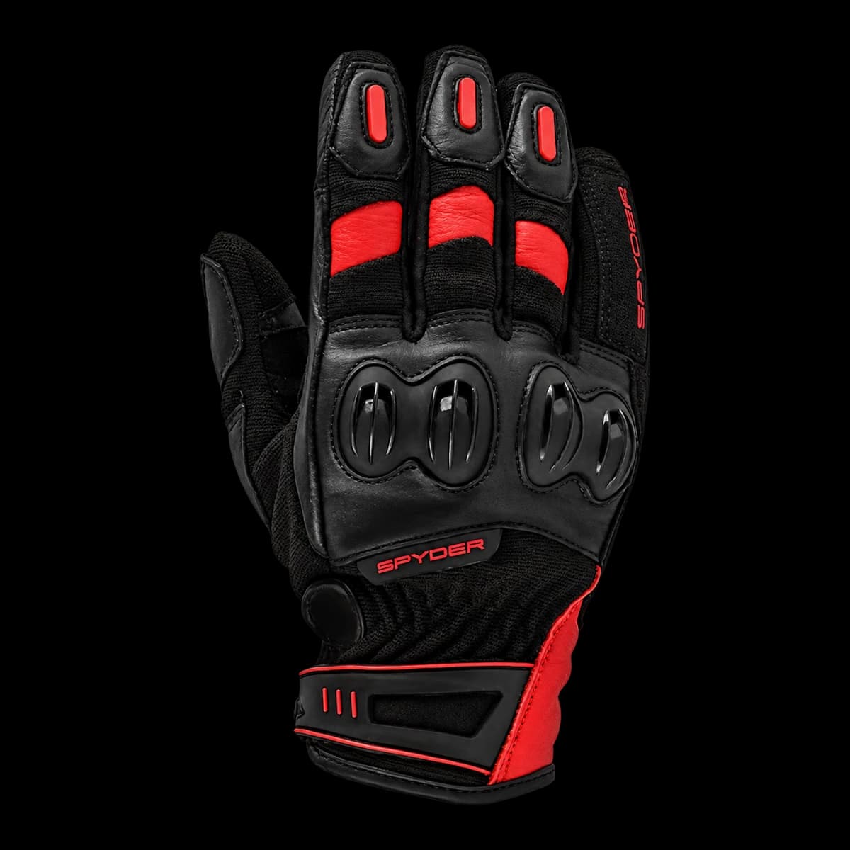 Spyder Barrel black and red motorcycle glove with Spyder branding